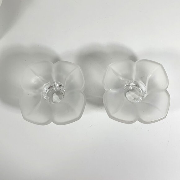 Paul Sebastian Design Lead Crystal Flower Taper Candle Holders With Box - Picture 4 of 8